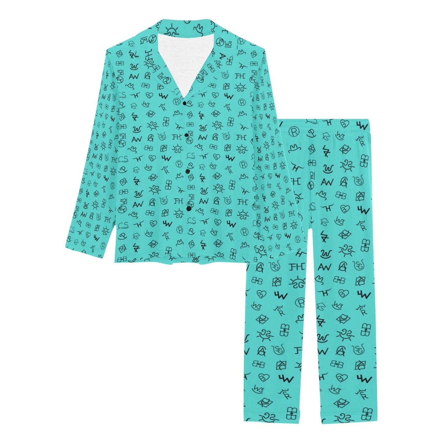 Turquoise Cattle Brands Women's Western Pajama Set