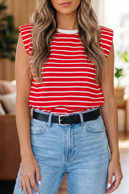 Threaded Pear Ivy Trim Loose Tank Top