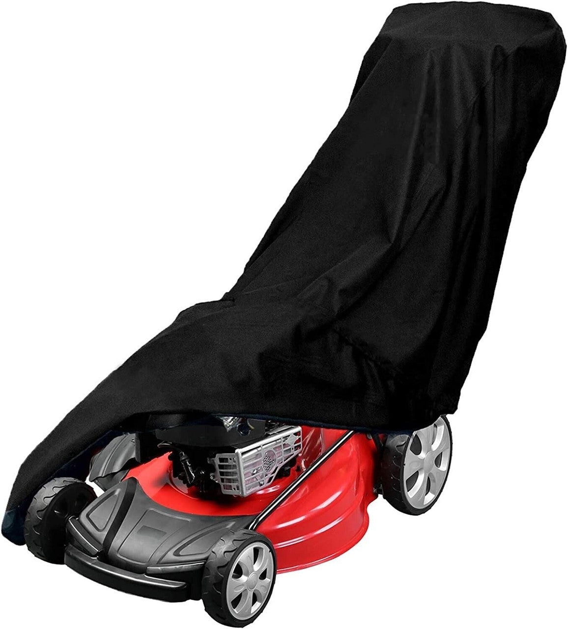 Prime Goods Waterproof Lawn Mower Cover Heavy Duty UV Protector for Push Mower Universal Fit - Black