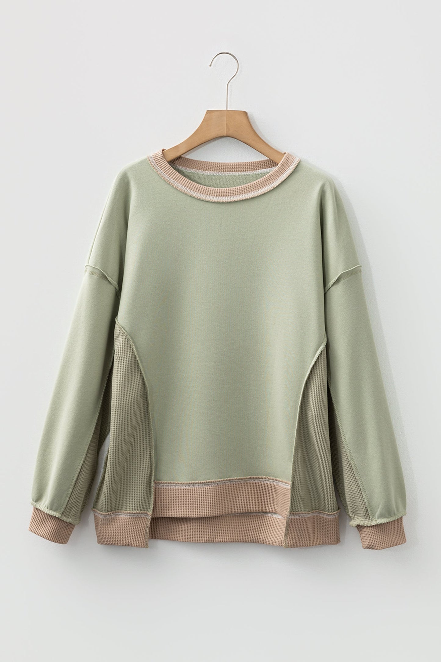 Threaded Pear Maelynn Waffle Patchwork Oversize Sweatshirt