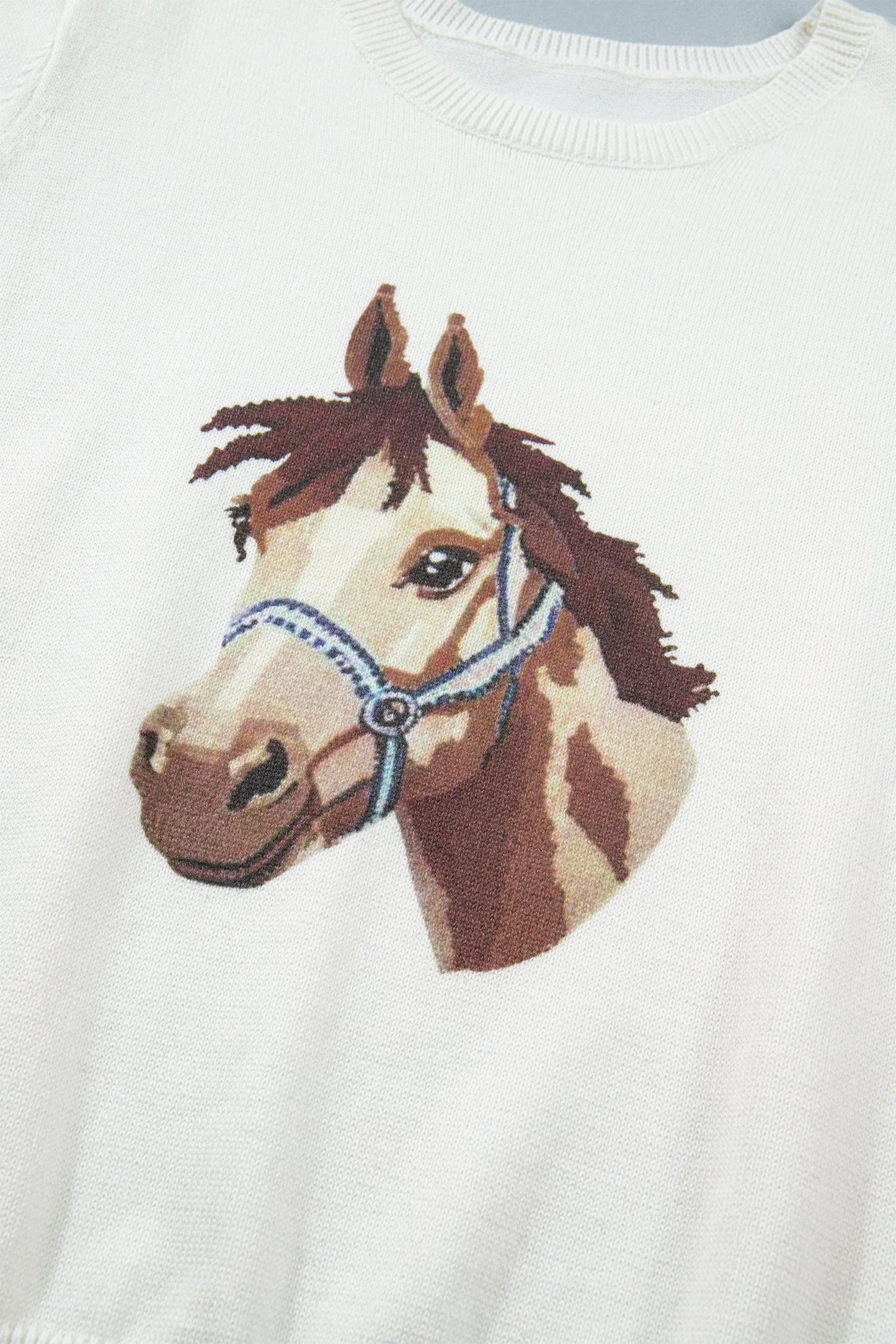 Threaded Pear Regina Printed Short Sleeve Sweater