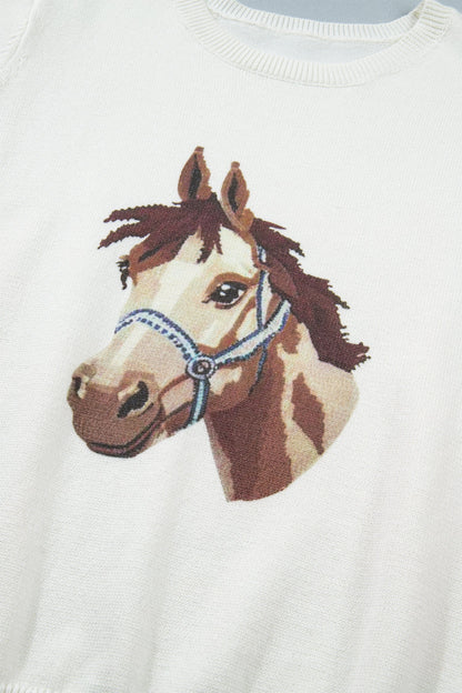 Threaded Pear Regina Printed Short Sleeve Sweater