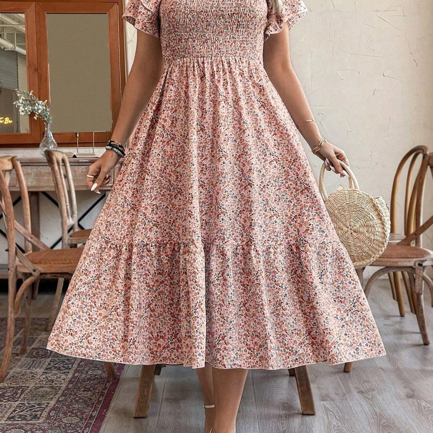 Plus Size Backless Midi Dress – Elegant Pleated Summer Party Dress