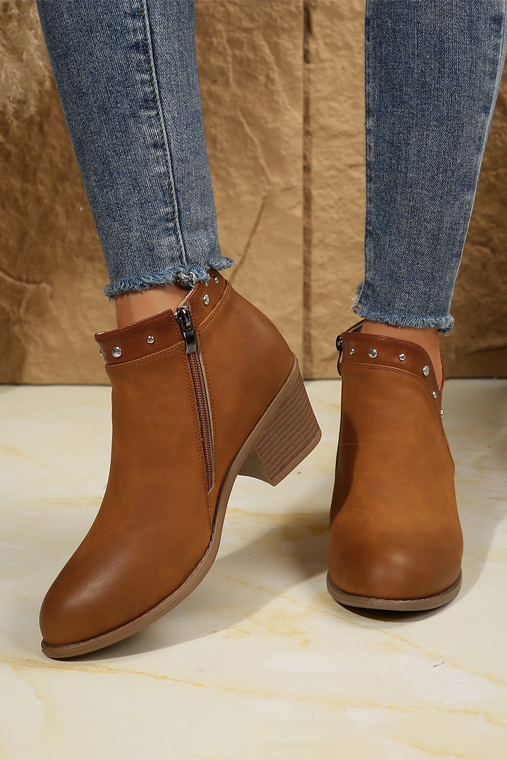 Threaded Pear Melody Studded Ankle Boots