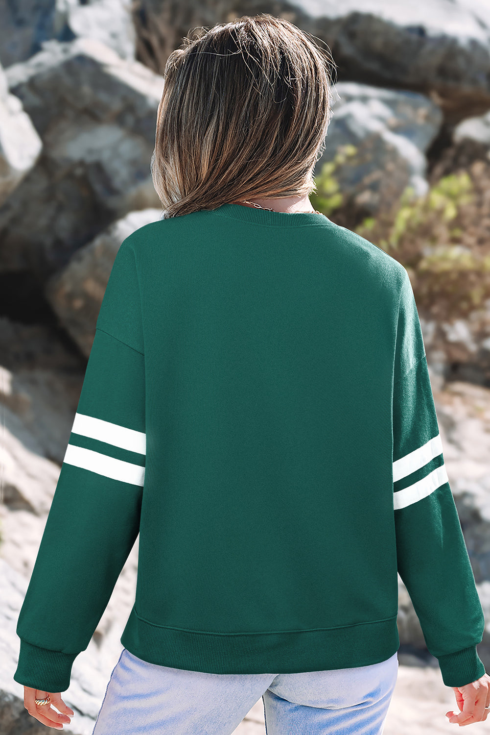 Threaded Pear Taylor Striped Oversized Sweatshirt