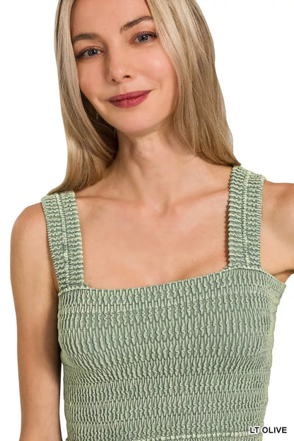 Zenana Seamless Winkle Stone Washed Bra Top