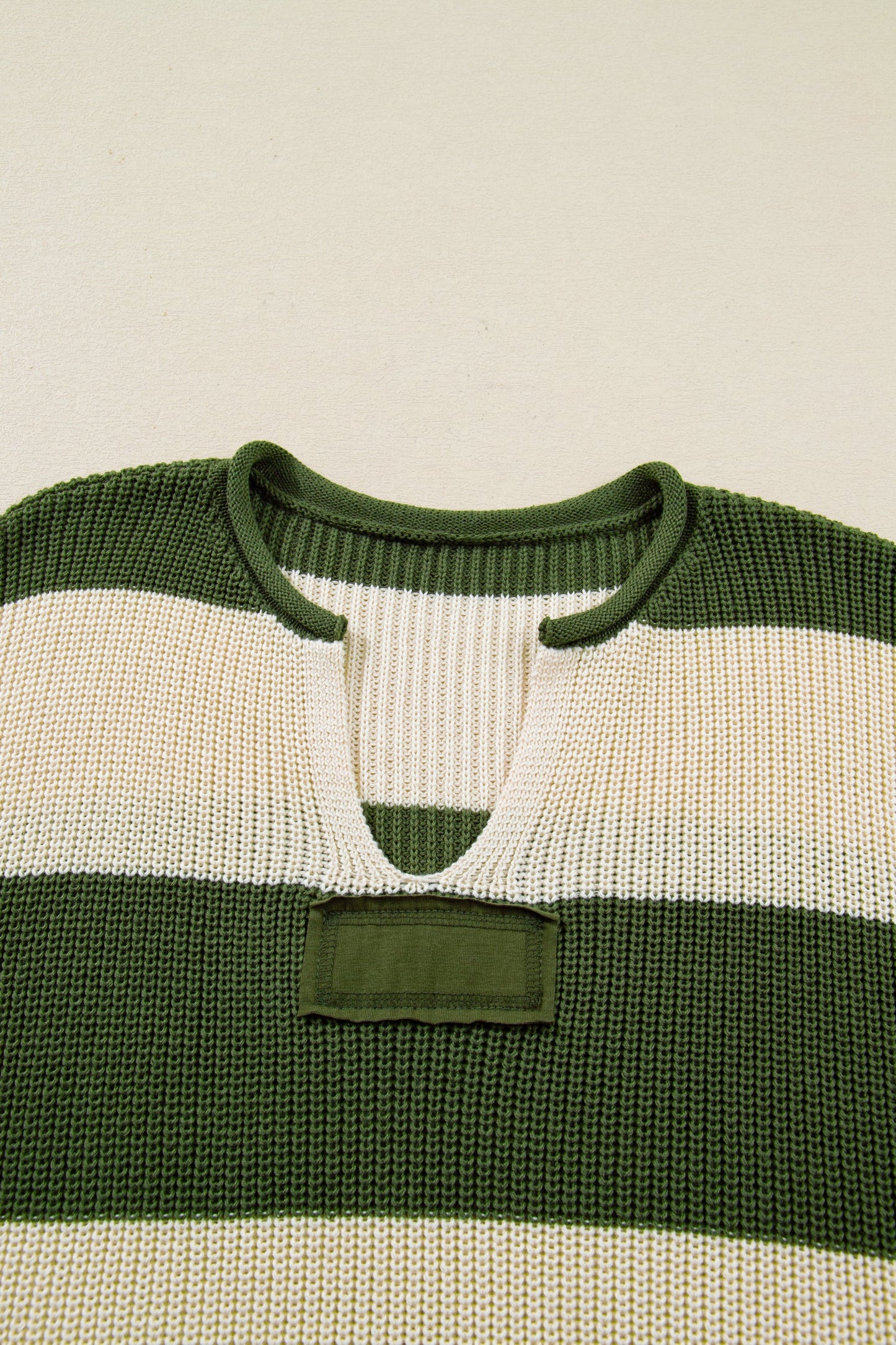 Threaded Pear Violet Stripe Colorblock Notched PLUS Sweater