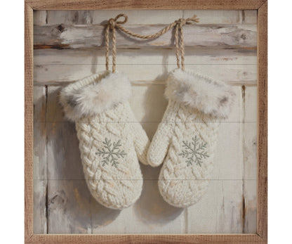 Kendrick Home White Mittens With Snowflakes