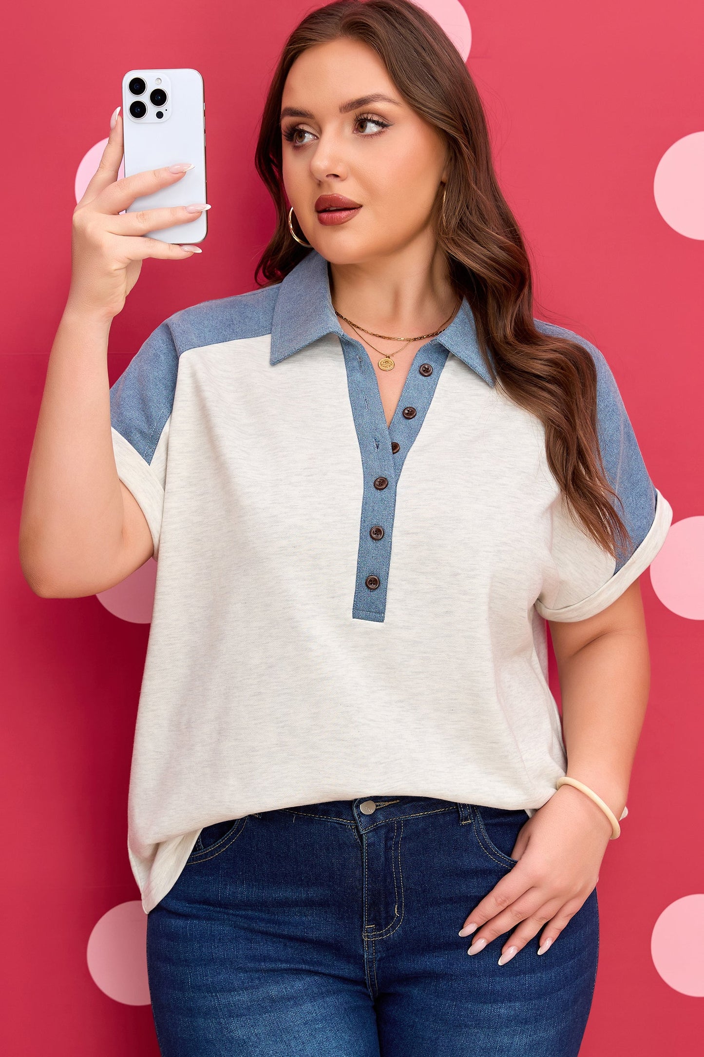 Threaded Pear Maddie Cuffed Sleeve Polo PLUS Tee
