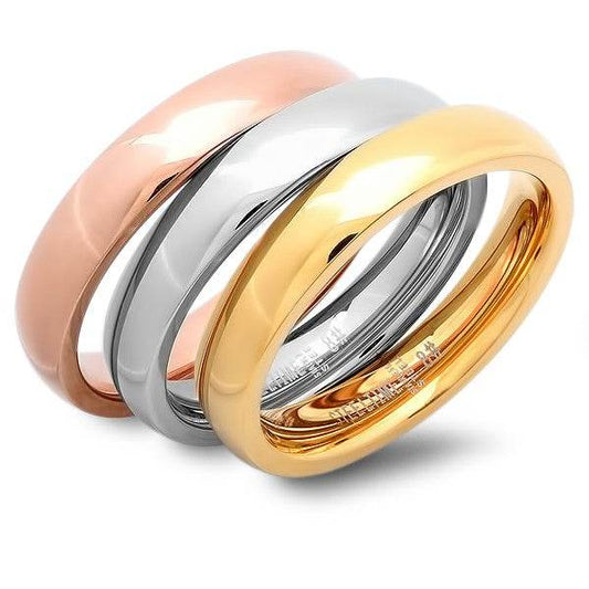 Set Of 3 Tri-Color Wedding Band Ring
