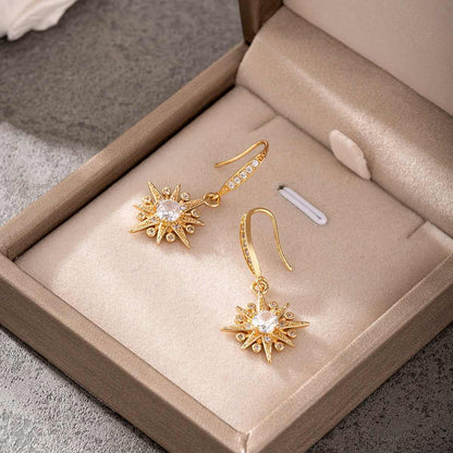 Crystal & Cubic Zirconia Goldtone Star Hook Earrings