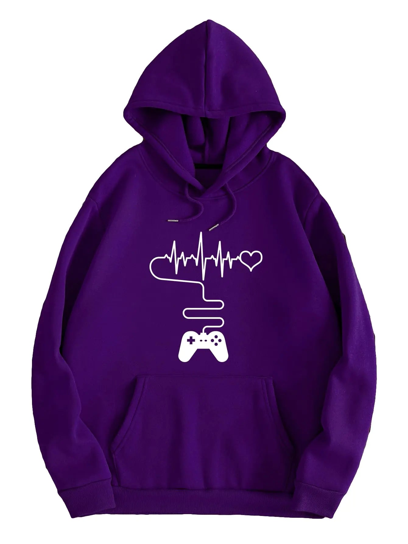 Mens Graphic Drawstring Pullover Hoodies Long Sleeve Hooded Sweatshirt Tops Purple Small