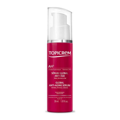 Topicrem Anti-Aging Serum AH3 Global - Hydrating, Anti-Wrinkle, Brightening Serum for Aging Skin with Hyaluronic Acid, Vitamin C & Niacinamide