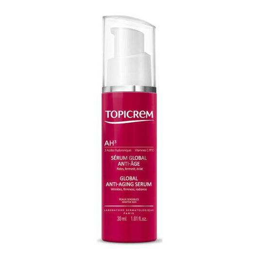 Topicrem Anti-Aging Serum AH3 Global - Hydrating, Anti-Wrinkle, Brightening Serum for Aging Skin with Hyaluronic Acid, Vitamin C & Niacinamide