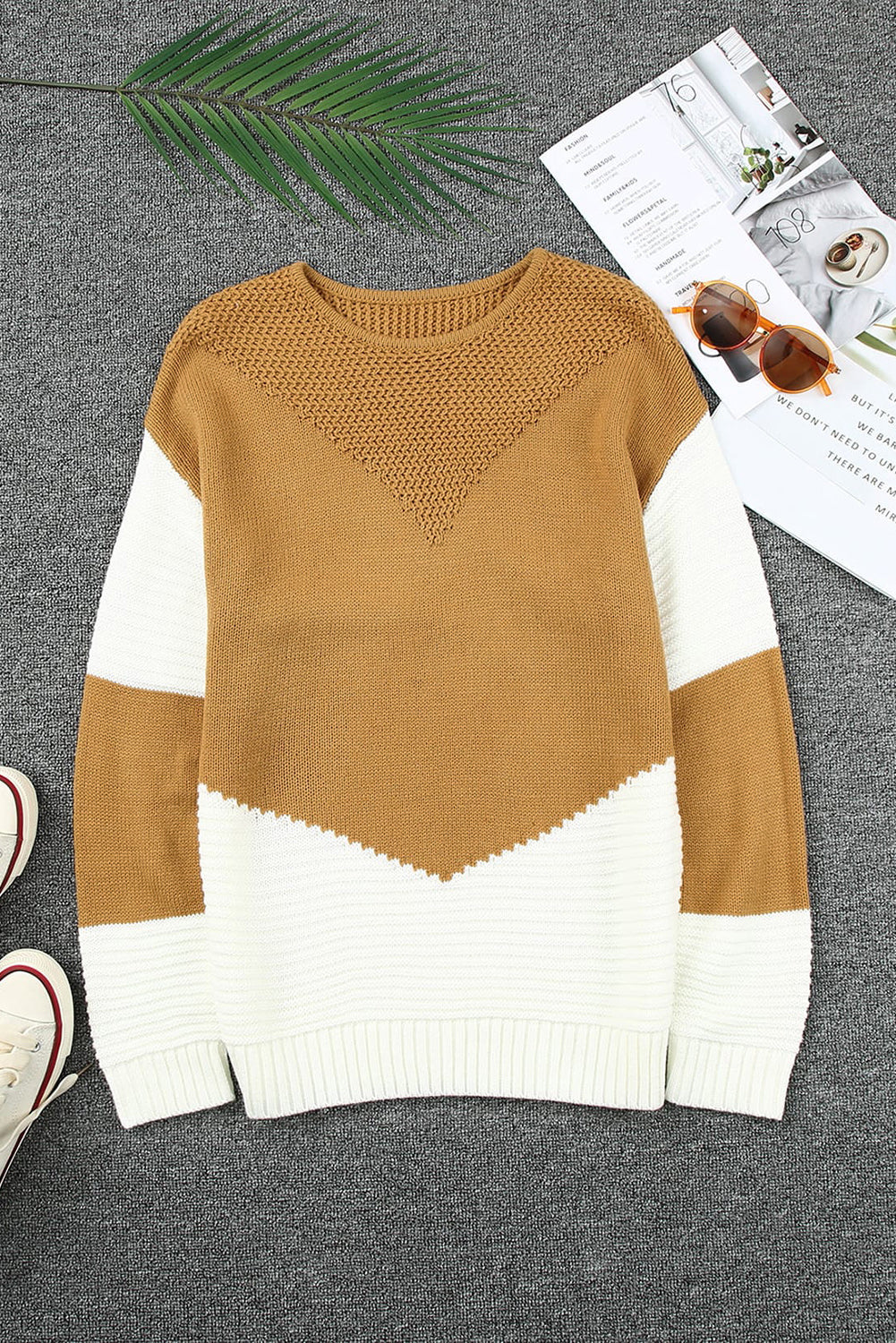 Threaded Pear Avery tone Chevron Pullover Sweater