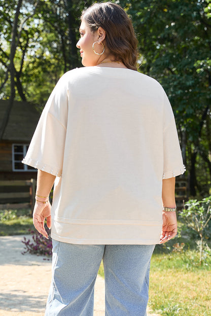 Threaded Pear Amber Half Sleeve PLUS Top