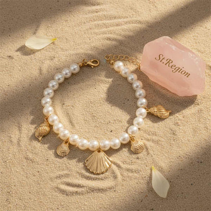 Pearl & Goldtone Shell Tassel Anklet