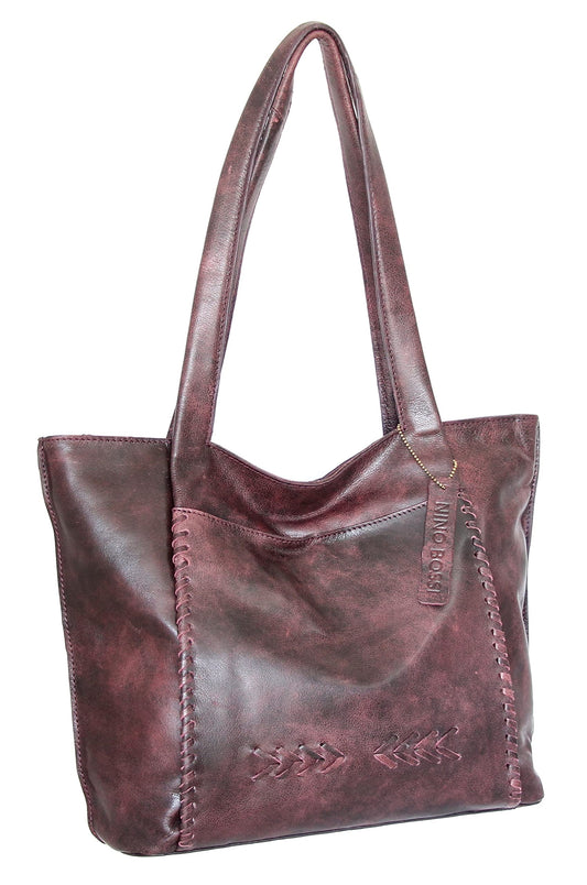 Nino Bossi Wendy's Whip Stitch Tote - Burgundy
