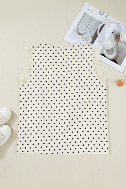 Threaded Pear Alina Lace Trim Sleeveless PLUS Top
