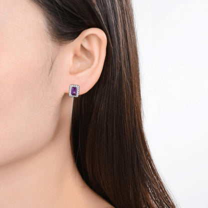 Silver Natural Amethyst Earrings and Necklace Jewelry Sets