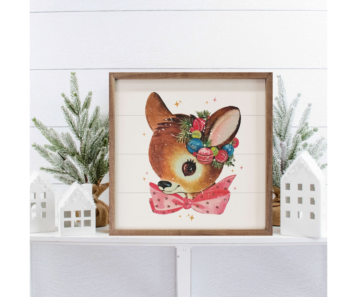 Kendrick Home Pink Bow Deer White