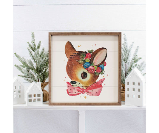 Kendrick Home Pink Bow Deer White