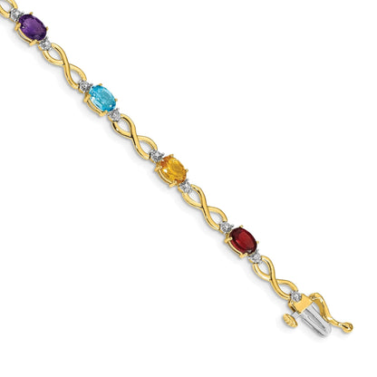 Genuine Rainbow Diamond Infinity Bracelet 14k Gold