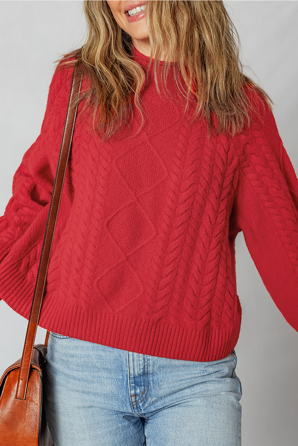 Threaded Pear Joanna Cable Knit Baggy Sweater