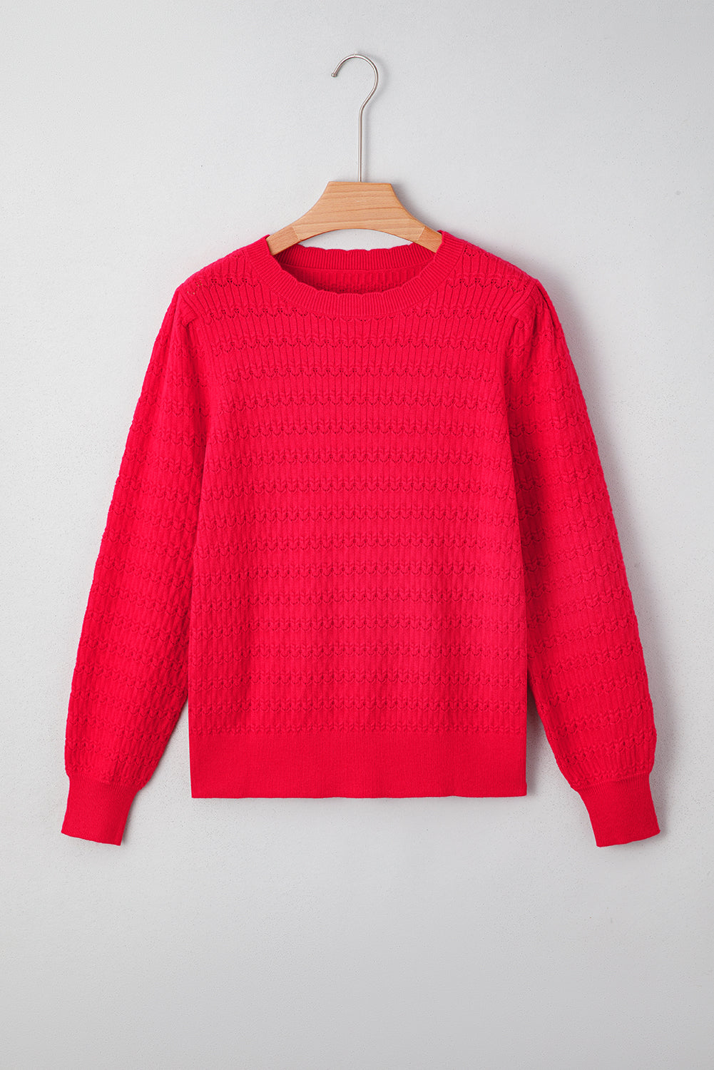 Threaded Pear Kay Knit Ribbed Cuffs Crew Neck Sweater