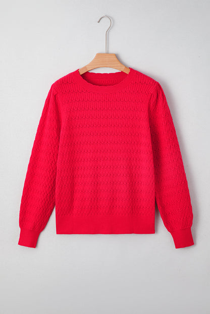 Threaded Pear Kay Knit Ribbed Cuffs Crew Neck Sweater