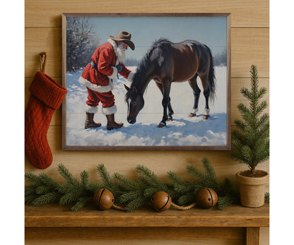 Kendrick Home Santa With Curious Black Horse