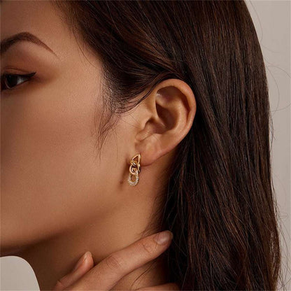 Goldtone & Clear Cubic Zirconia Link Drop Earrings