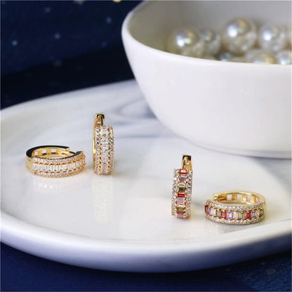 Crystal & Cubic Zirconia Princess Huggie Earrings