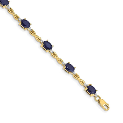 Genuine Sapphire Diamond Bracelets 14K Yellow Gold