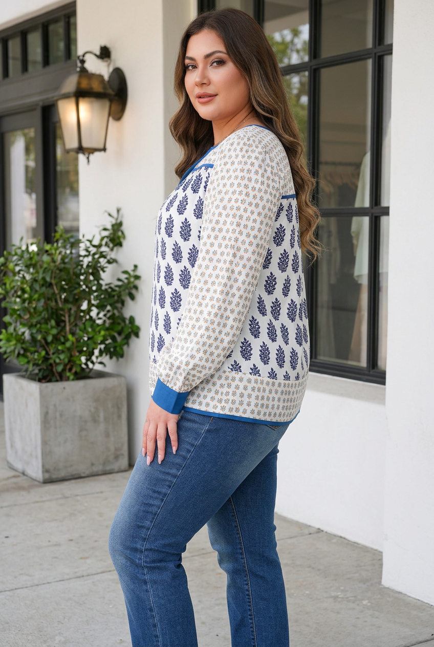 Cherish Sleeve Patchwork PLUS Blouse