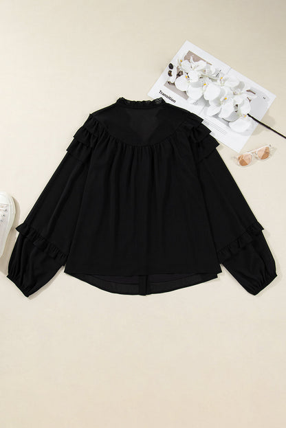 Threaded Pear Jaycee Sleeve Chiffon Elegant PLUS Shirt