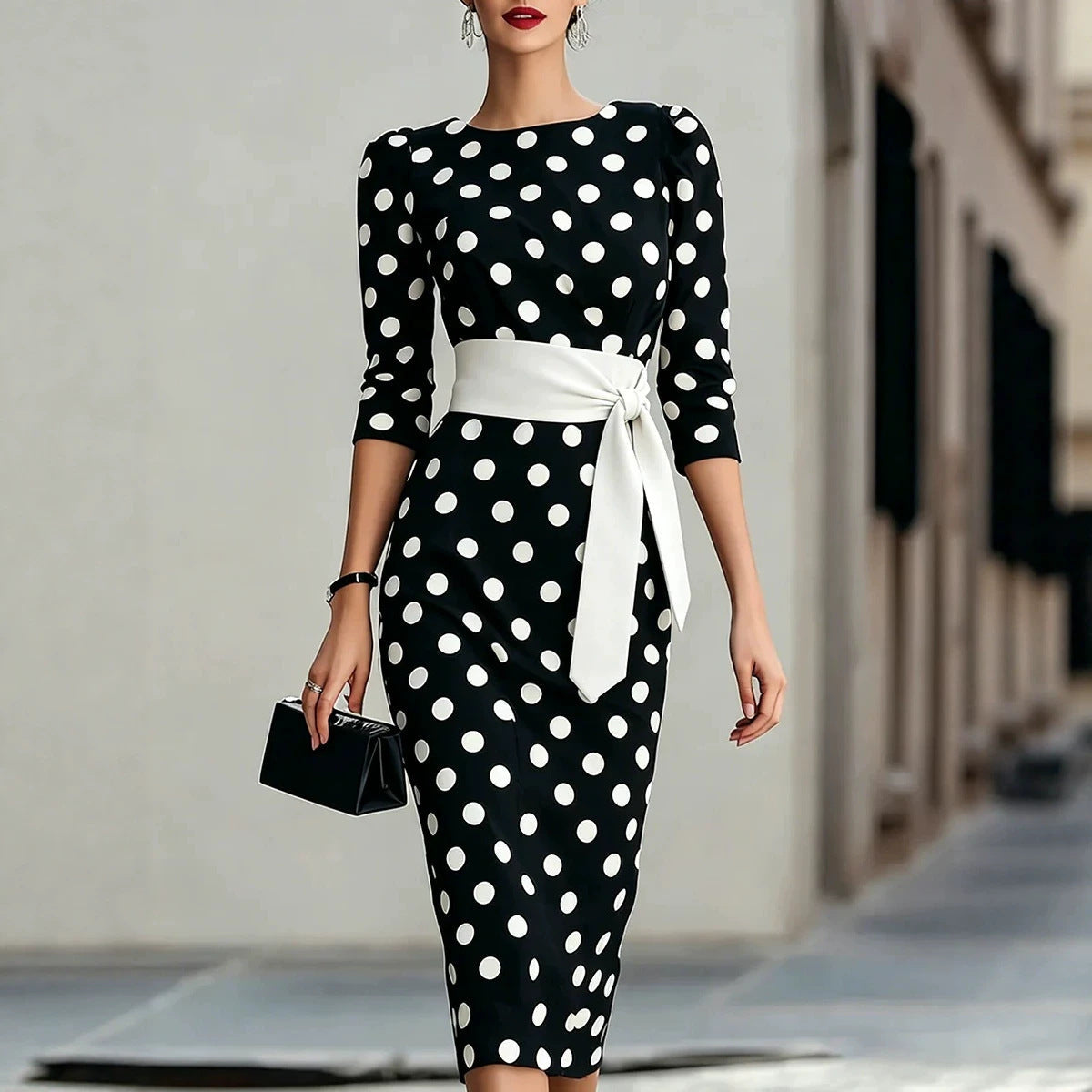 polka dot midi bodycon dress Polka Dot Sleeveless Midi Bodycon Dress