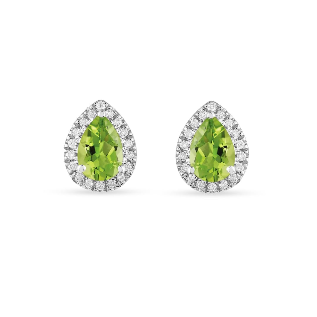 Silver Natural Pear Shaped Peridot Earrings & Necklace Jewelry Sets