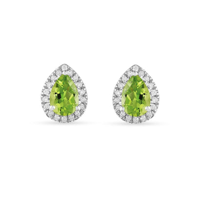 Silver Natural Pear Shaped Peridot Earrings & Necklace Jewelry Sets