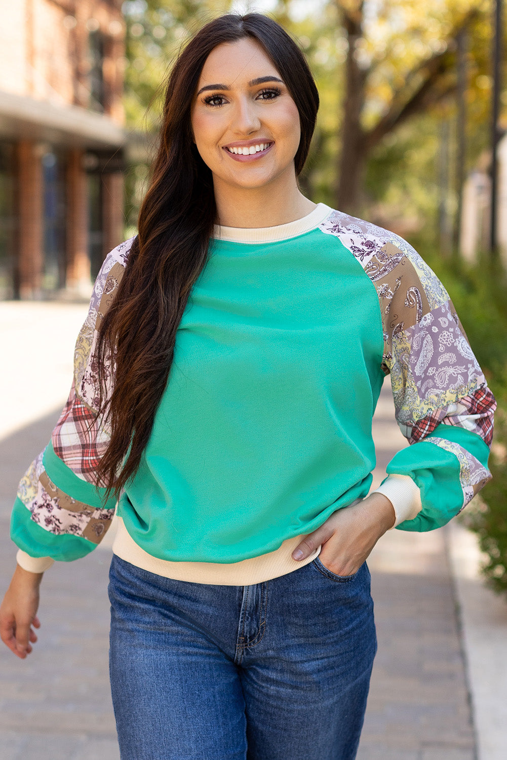 Threaded Pear Maeve Sleeve Raglan top Long Sleeve Top