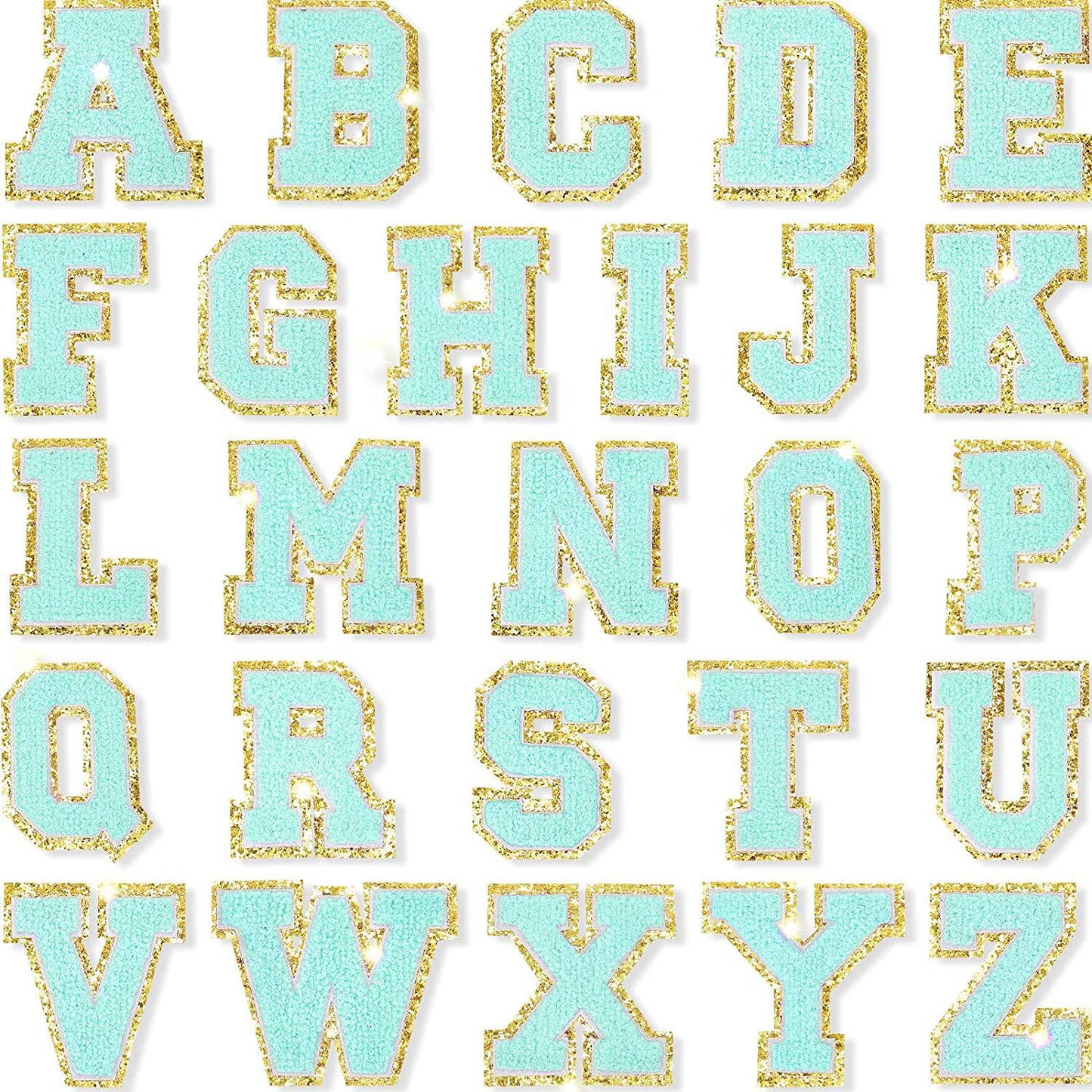Aqua Self Adhesive Chenille Letters Patches - Aqua / B