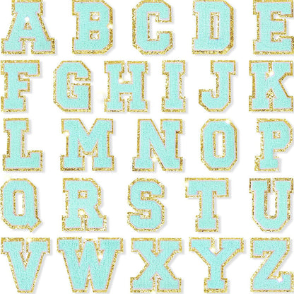 Aqua Self Adhesive Chenille Letters Patches - Aqua / B