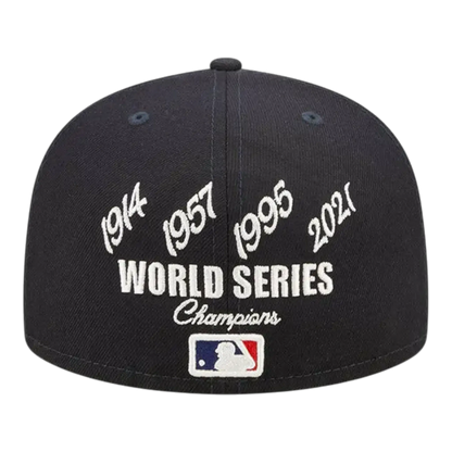 New Era Atlanta Braves Crown Champs WS Men Fitted Hat Navy