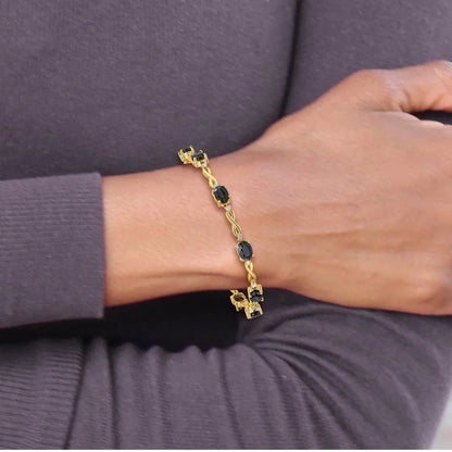 Genuine Sapphire Diamond Bracelets 14K Yellow Gold