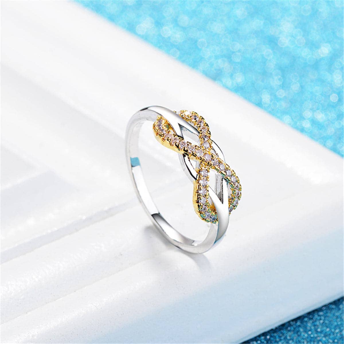 Cubic Zirconia & Two-Tone Infinity Band Ring