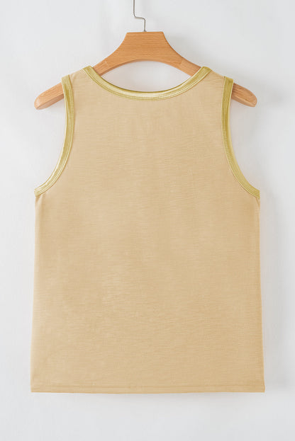 Skyla Metallic Sheen Tank Top - Threaded Pear