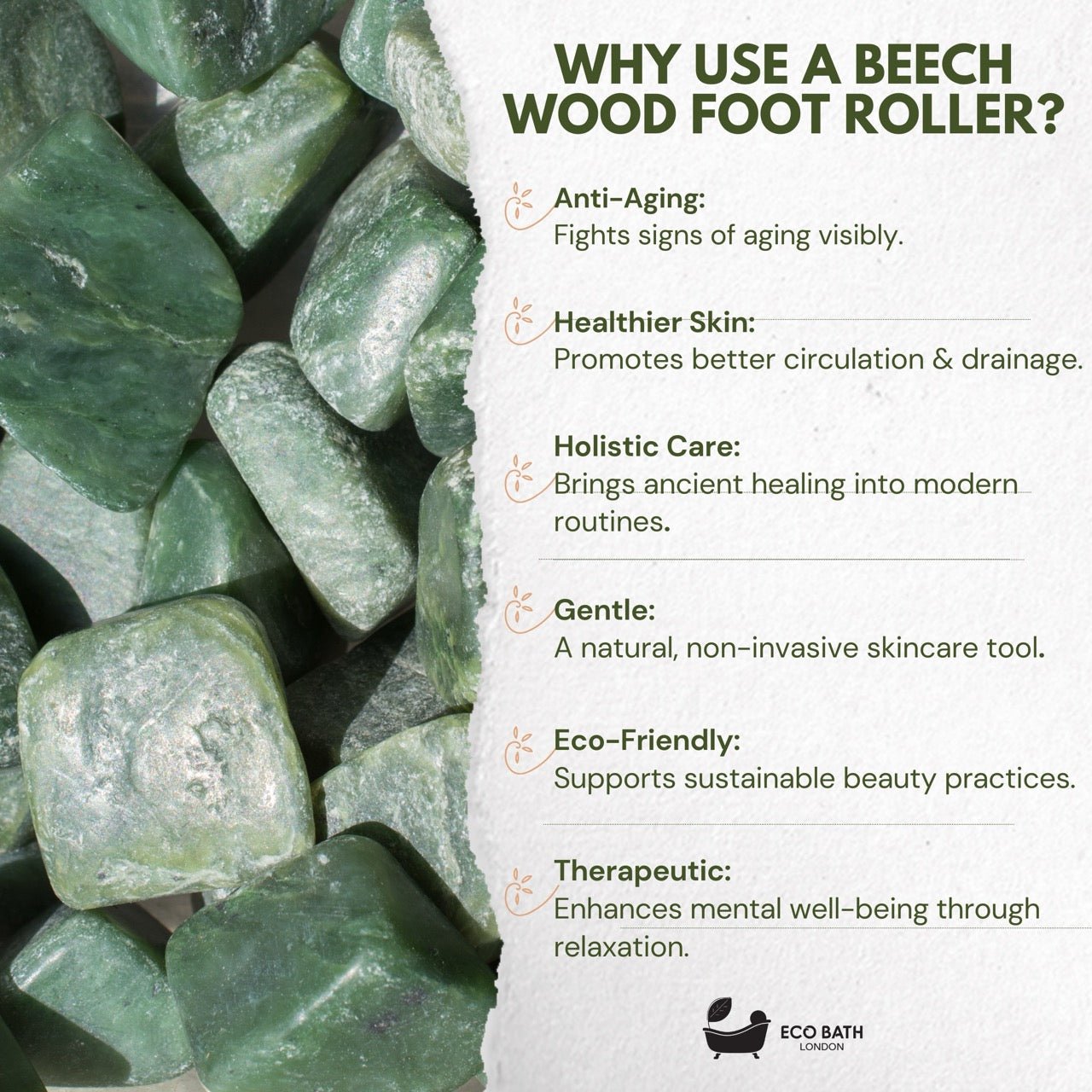 Eco Bath Jade Face Roller Ridged End - Eco Bath London