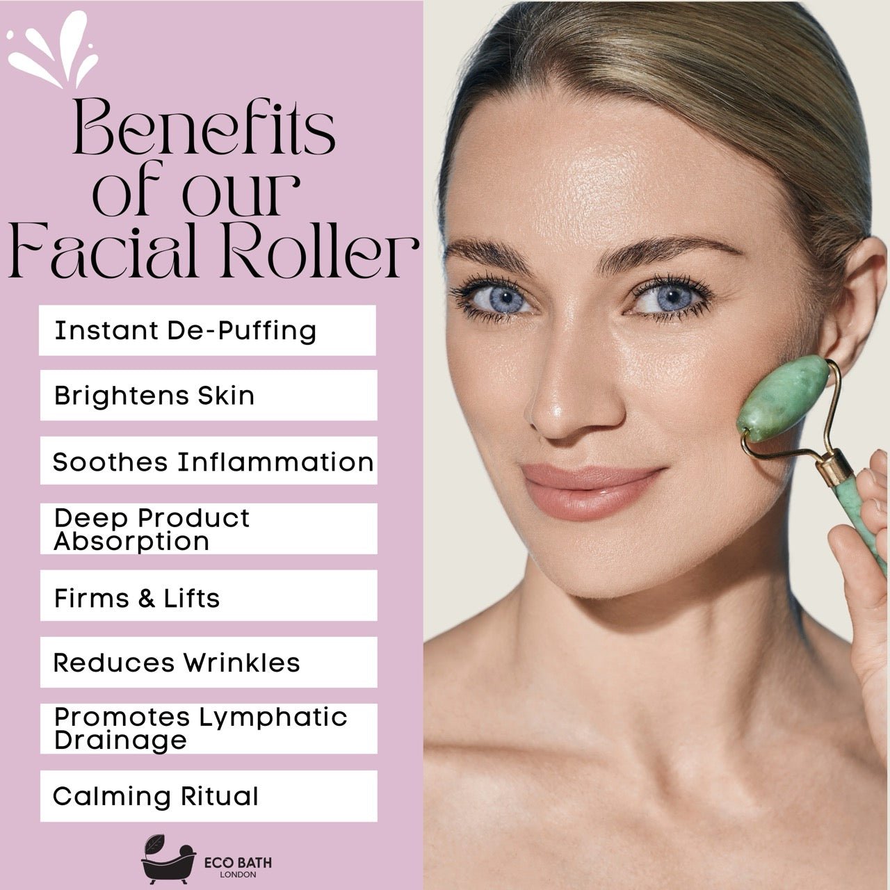 Eco Bath Jade Face Roller Ridged End - Eco Bath London