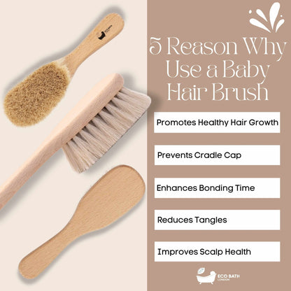 Eco Bath London Baby Brush with Goat Hair - Ultra Soft Baby Bath Brush for Newborns - Eco Bath London