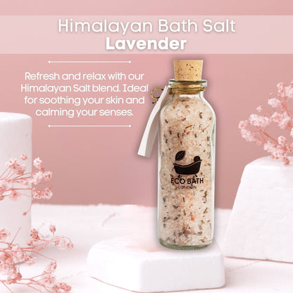 Eco Bath London Lavender Himalayan Bath Salt 10.5 oz (300 g) - Pink Himalayan Bath Salt Infused with Lavender for Ultimate Relaxation and Skin Hydration & Softening by Eco Bath London